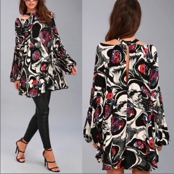 Free People Drift Away Cold Shoulder Tunic Top Multicolored - Picture 3 of 16